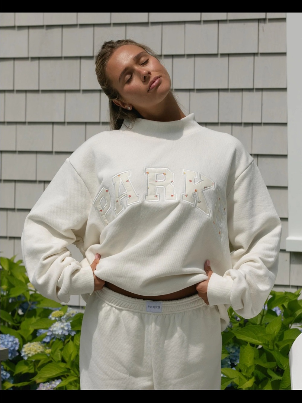 Parke Ivory/Sunset Floral Varsity Mockneck Maggie&Emma L/XL